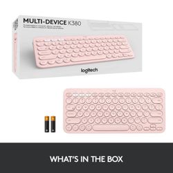 🔥NEW🔥 Logitech K380 Multi Device Bluetooth Scissor Keyboard - Pink