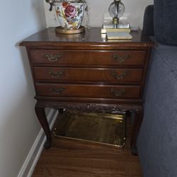 Vintage Wooden End Table with Drawers (pair)