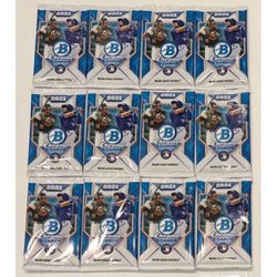 (12) 2021 Bowman Chrome Baseball Mega Box Packs 5-card Packs 12 Pack Lot BRAND NEW FACTORY SEALED MLB Cards RCs