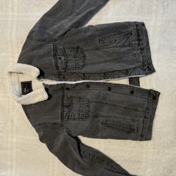 Sherpa-Lined Black Jean Jacket