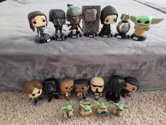 18x Star Wars Funko Pops (Grogu, Han Solo, Chewbacca, Kylo Ren)