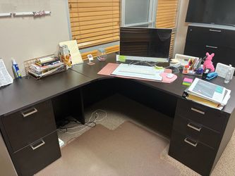 Large Solid wood Office desk with drawers