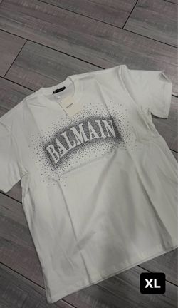 Balmain White Crystal Logo T-Shirt XL
