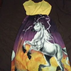 Yellow Unicorn Halter Maxi Dress