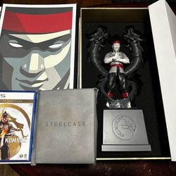 PS5 Mortal Kombat 1 Kollector’s Edition Game DLC Steel Book Case Artwork & Statue Collectors Edition