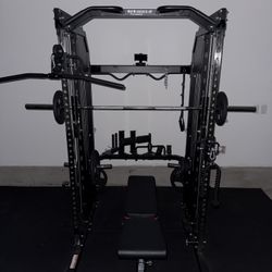 Jacked Up Power Rack PLATE All-In-One Functional Trainer Cable Crossover Cage Home Gym w/ Smith Machine