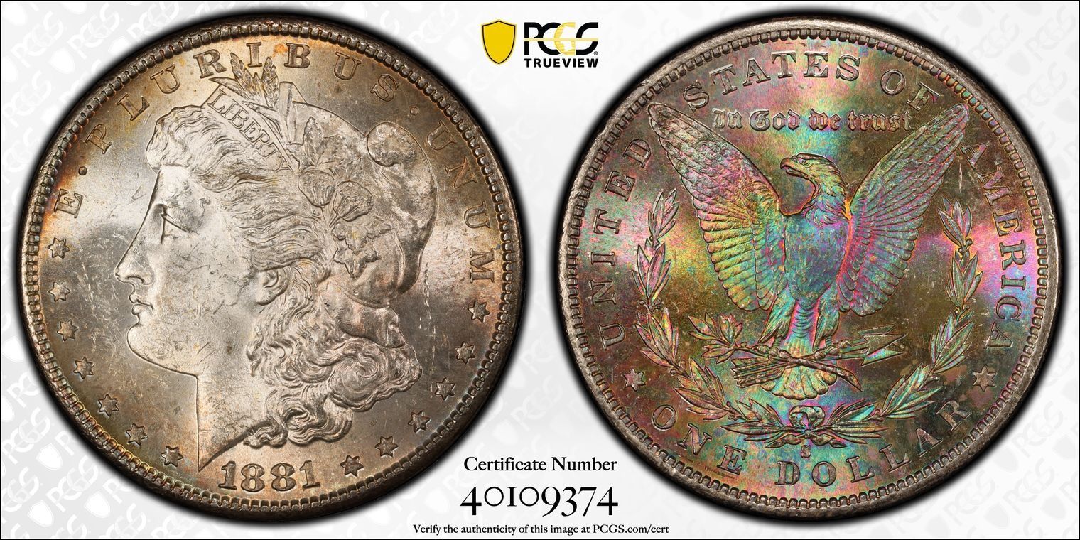 1881 S PCGS/MS63 Monster Toned Morgan Silver Dollar