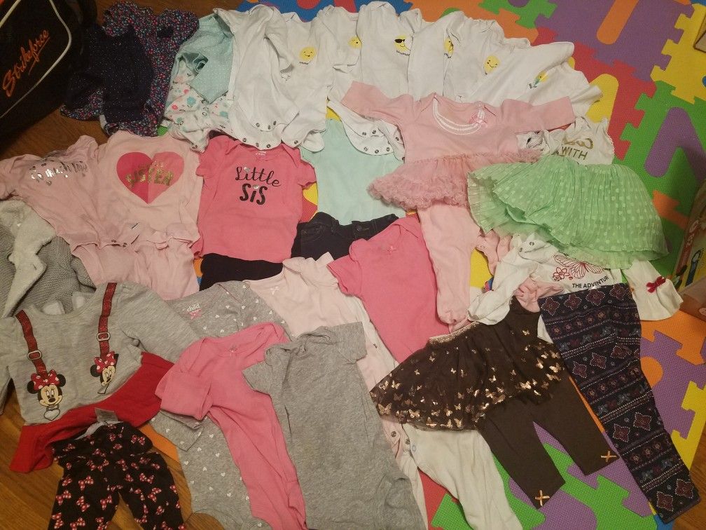 Baby girl clothes and accessories bundle