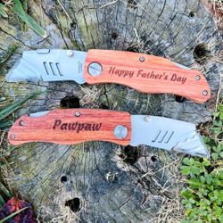 Personalized engraved Folding Utility Knoves