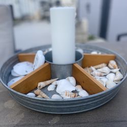 Better Home And Gardens Galvanized, And Wood Lazy Susan - NICE !!!