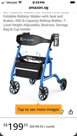 ELPHGUARD Walkers for Seniors with Seat, Foldable Rollator Walker with Seat and Brakes, 300 lb Capacity Rolling Walker, 7-Level Height Adjustable, Bac