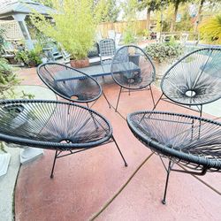 5 Black Outdoor Alcapulco Style Patio Chairs