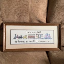 Train Up A Child Bible Verse Frame- Picture Of Trains Child Bible Verse -wooden Frame Picture Of Trains 