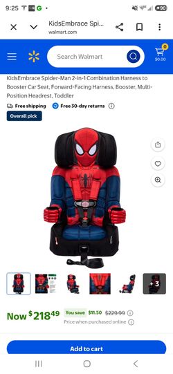 KidsEmbrace Spider-Man 2-in-1 Combination Harness to Booster Car Seat, Forward-Facing Harness, Booster, Multi-Position Headrest, Toddler