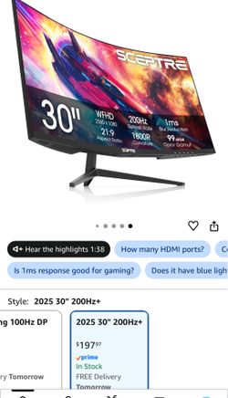 scepter c30 curved gaming monitor $180 obo