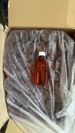 The Vial Store  * OV8A * 8 oz amber plastic oval bottles * 100 bottles & caps per case
