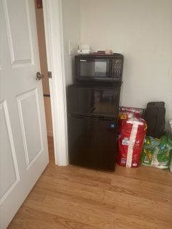 Mini fridge attached with a microwave