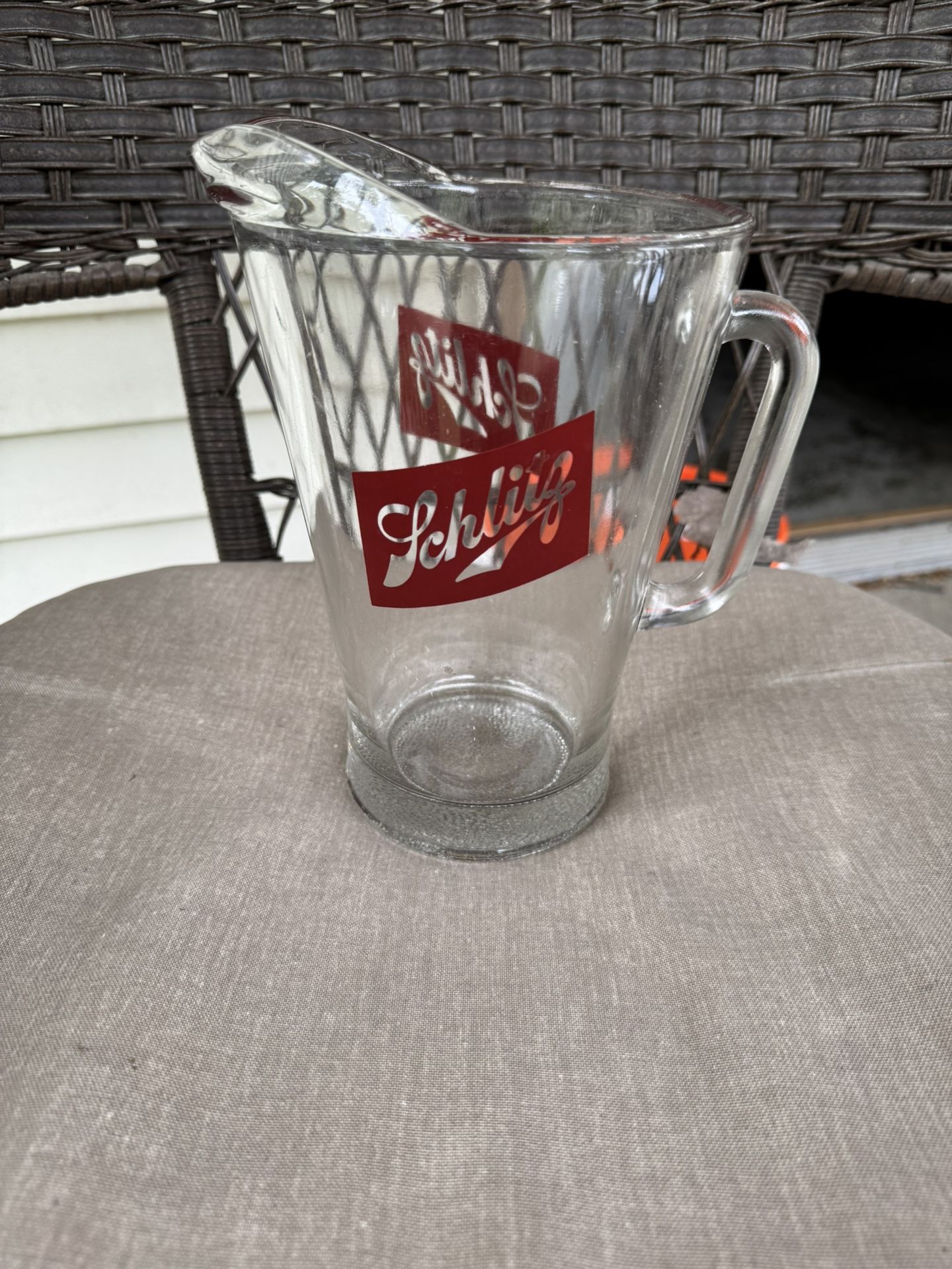 Vintage Glass Schlitz Beer Pitcher