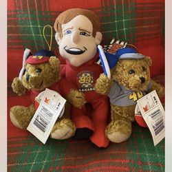 NASCAR PLUSH FIGURES TWO BEARS AND A ACTION FIGURE NEW