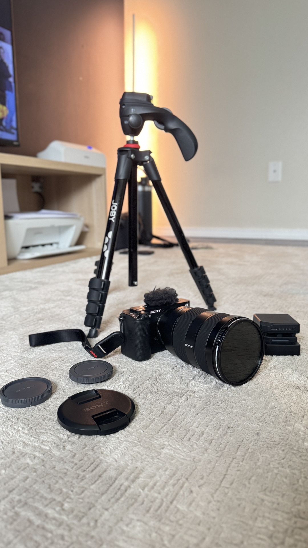Sony ZV-E1 Camera + 24-70 Lens, Ulanzi Fan, Memory Card, Joby Tripod