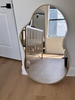 40”x 24” Gold Wavy Asymmetrical Mirror