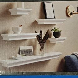WHITE WALL SHELF SET (5 PIECE)