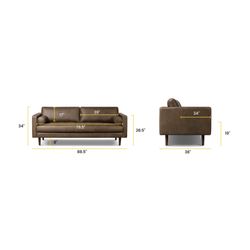 Poly & Bark Brown Nappa Leather Couch