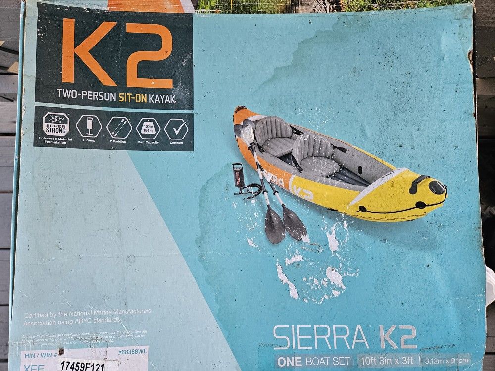 Intex Sierra K2 Inflatable Kayak with Oars Hi-Output Pump Carry Bag Set