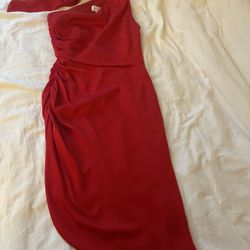 Milly tie neck one shoulder silk dress