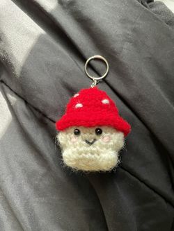 Red Mushroom Crochet Keychain Charm