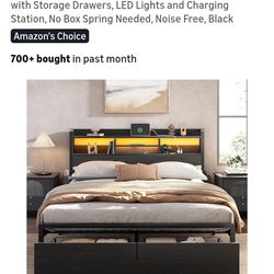 Bed frame black oak size queen