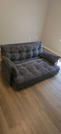 Gray Corduroy Tufted Loveseat Futon
