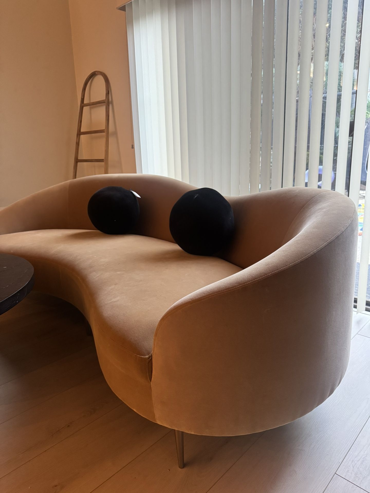 CB2 Sofa Retail $2600 - Curvo 96.5" Camel Velvet Sofa By Goop