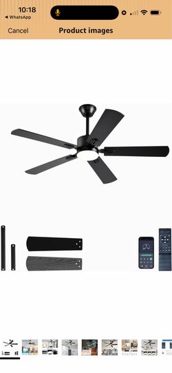 52 inch Modern Ceiling Fans with Lights APP/Remote Control, Low Profile Reversible 6 Speeds Ceiling Fan Light for Indoor/Outdoor Patio Bedroom Living 