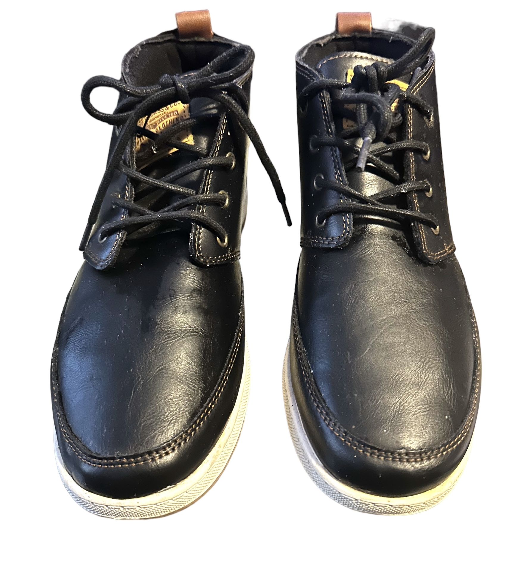 LEVI'S Stanton Synthetic Leather Hightop MEN Sneaker Size 8.5 BLACK TAN COLOR