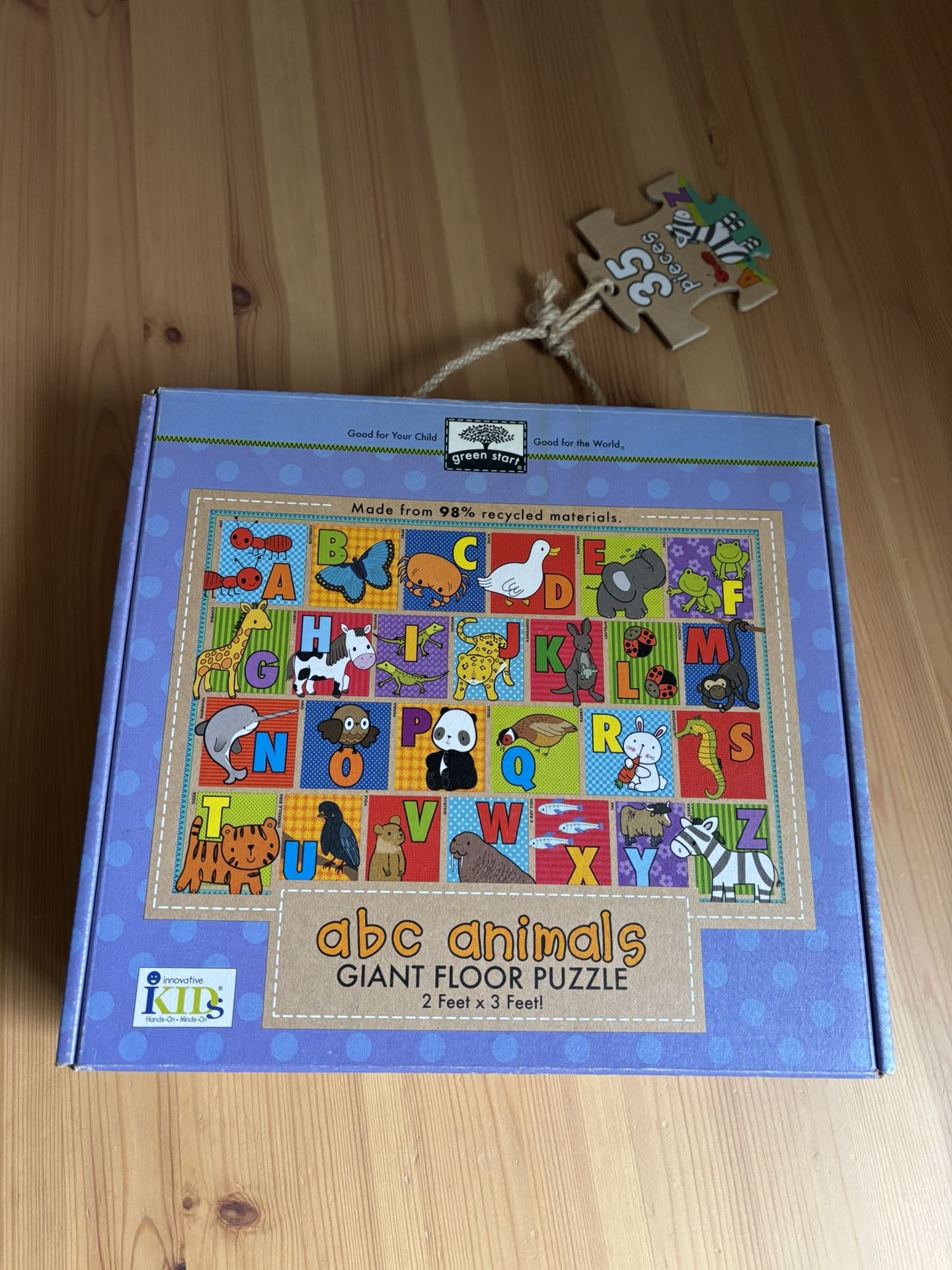  ABC Animals - Giant Floor Puzzle - 2’ x 3’ - Green Start - Green Start - 35 pcs