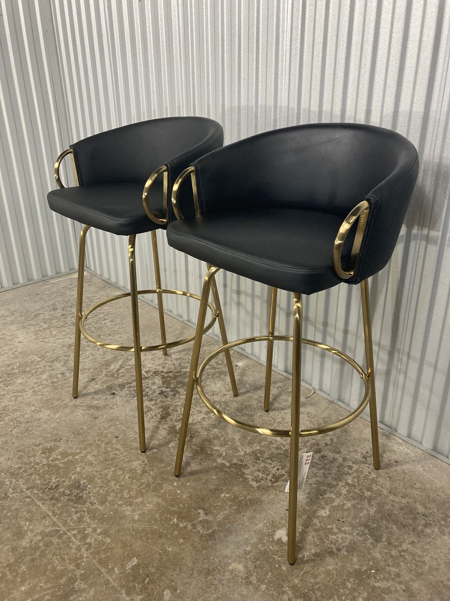 Claire 30" Barstools – Set of 2 (Gold Metal + Black PU) ✨