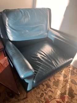 MCM Teal leather arm chair