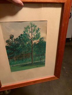 Framed Original Landscape Painting Trees