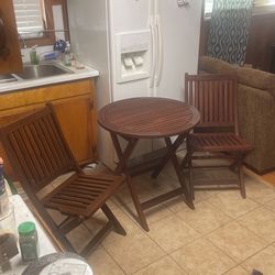 New Restored Hardwood Teak Chery Stained Foldable Patio Set With Organic Tung And Castor Oil Sealant