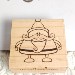 RECOLLECTIONS CHRISTMAS JOLLY SANTA RUBBER STAMP WOOD Craft Scrapbook Holiday 