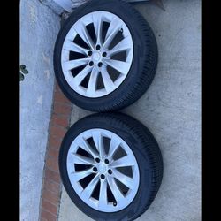 2 — 265/45r20 5x4.72 5x120 Stock Tesla Model X S Wheels Runs Good 80% Treads Tires!!