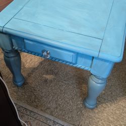 Solid Wood Side Table With Drawer & Crystal Knob