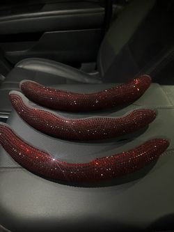 Red Rhinestone Steering Wheel Cover Set