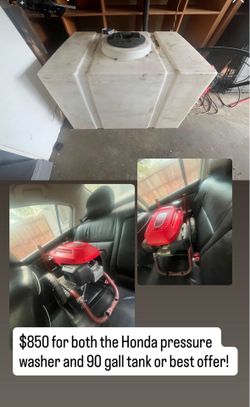 Honda pressure washers and 90 gall tank