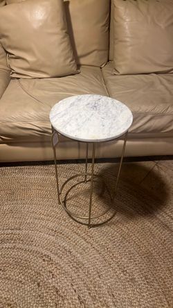 Gold metal & chopped marble side table