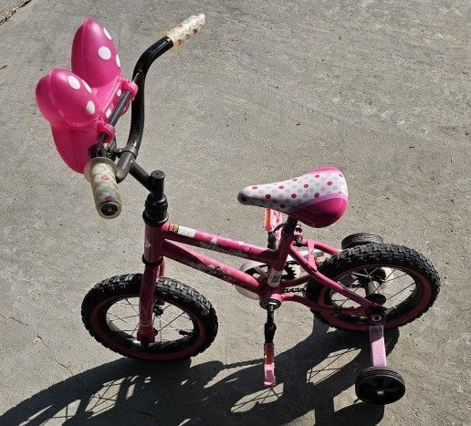 Girls Pink 12" Bike Bicycle Huffy Minnie W Training Wheels