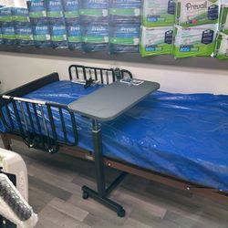 Semi Electric Hospital Bed Bundle With Mattress And Half Rails. Medical Supply Store. Financing Available. NO INTEREST ✅ 