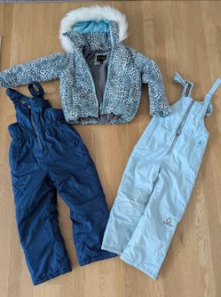 Winter jacket and 2 bibs 5-6T girl