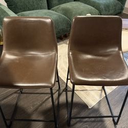 Set of 2 Brown Counter-Height Barstools